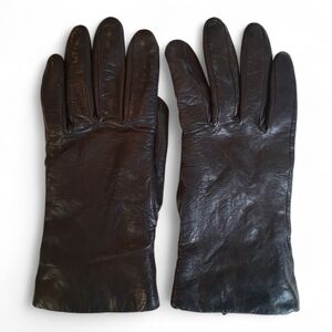 Saks 5th Avenue Elegant Black Leather Gloves Cashmere Lining Sz 7
